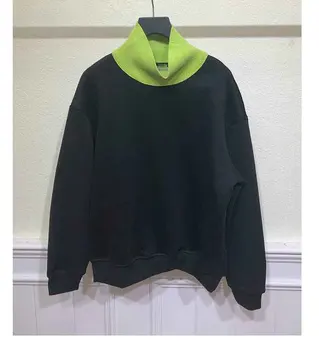 

2019Autumn and Winter New Woolen Neckline Stitching Loose Hooded Top Sweater