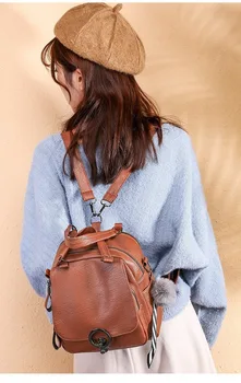 

New soft leather shoulder bag female Korean fashion shoulder bag dual-use backpack ladies handbag large capacity travel bag