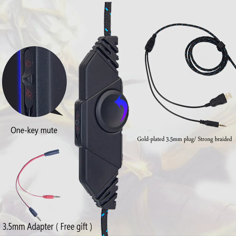 ChonChow PS4 Игровые наушники 4D стерео звук светодиодный подсветка наушники гарнитура с микрофоном для нового Xbox One/ноутбука/ПК планшета геймера