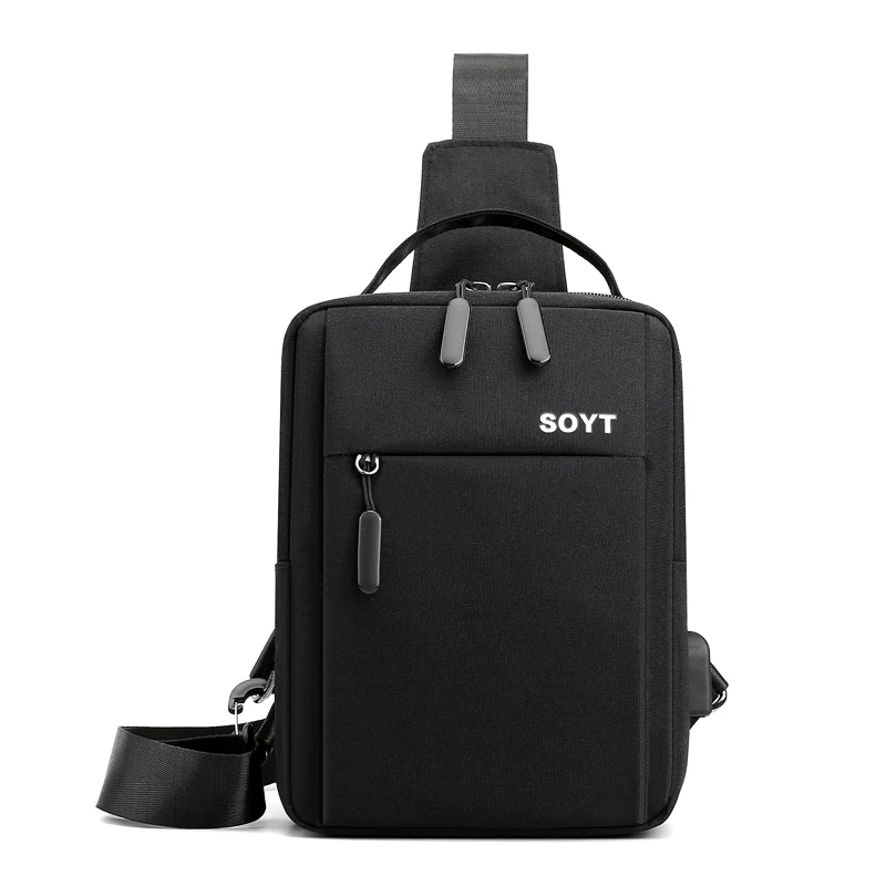 

2020 New small usb charge one shoulder bag men messenger bags male waterproof sling chest bag boy travel bagpack cross body bags