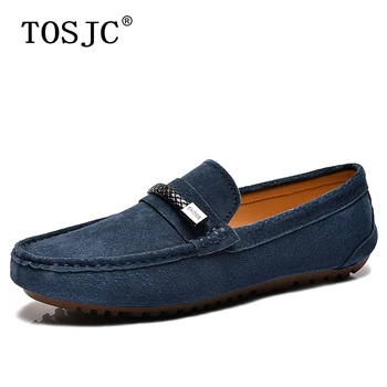 

TOSJC Summer Man Casual Shoes Slip-on Flats Loafers Fashion Buckle Style Driving Shoes Man Moccasins Breathable Boat Footwears