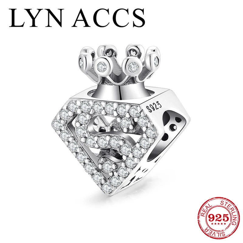 

100% 925 Sterling Silver CZ Crystal Crown Geometric Diamond Shape Beads fit Original Pandora Charm Bracelets Fine Jewelry Making
