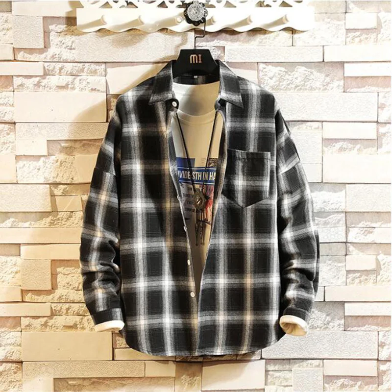 Moda Veloce Plaid Shirt For Men Black Summer Shirt Men Button Shirts