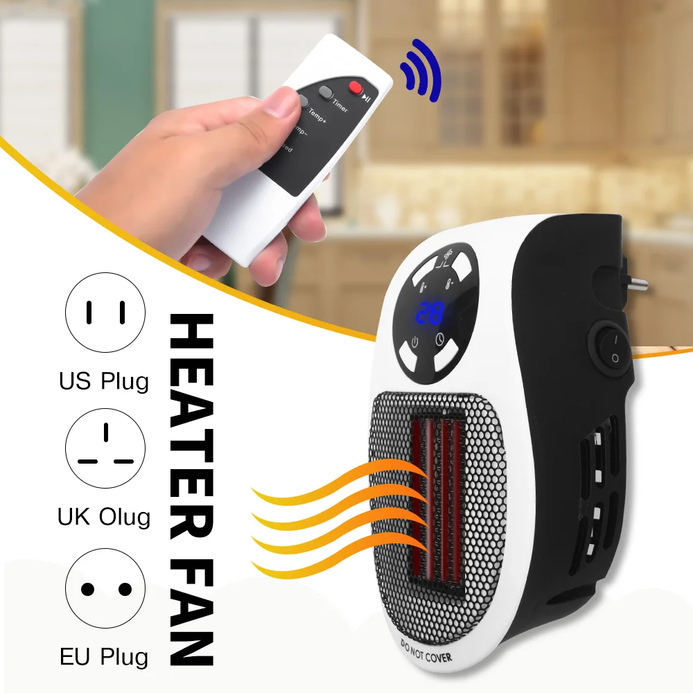 Portable Electric Heater Plug in Wall Heater Home Room Heating Stove  Radiator With Timer Control Remote Warmer Machine 500W - AliExpress