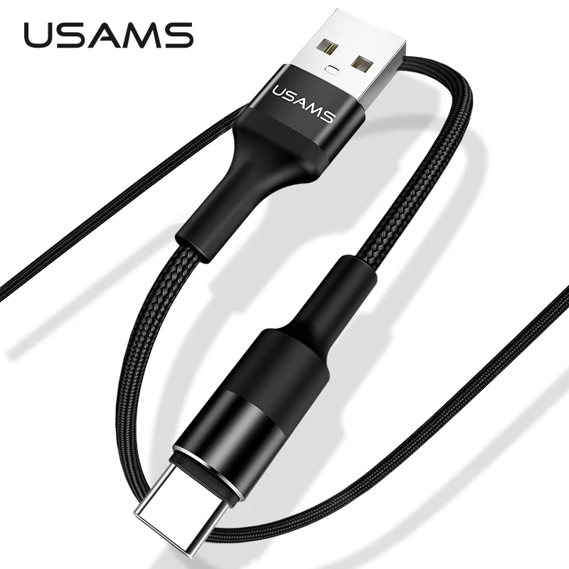 

USAMS USB Type C Cable 2in1 Charging & Data Transfer USB-C Phone Cable Nylon Braided Type-C Data Cord for Samsung Huawei Xiaomi