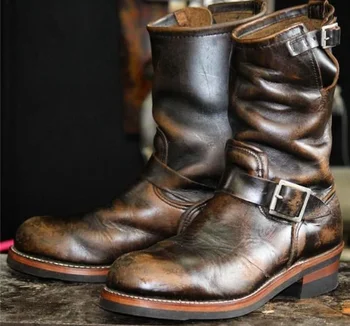 

Men's Retro Multiple Buckle Retro Ankle Boots-Black Friday Brogue Shoes Spring Vintage Classic Male Casual YK441