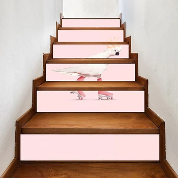 

Self Adhesive Renew Parrot Skates Home Decor 3d Stair Sticker Print Art Waterproof Paper Mural Wardrobe Renovation Decal Picture