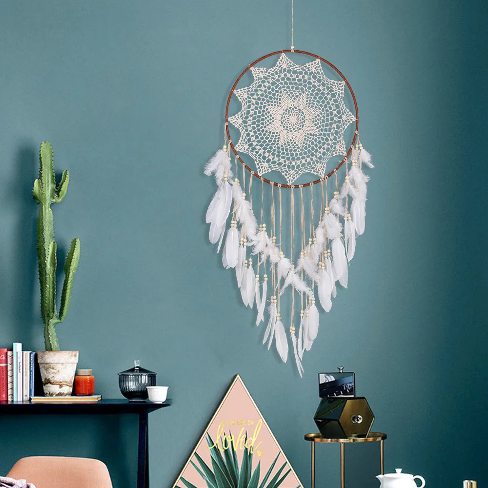 1 adet asılı Dream Catchers el yapımı büyük tüy yatak Dreamcatcher Diy düğün ev dekor 2021 sevgililer günü hediyesi Hotsale