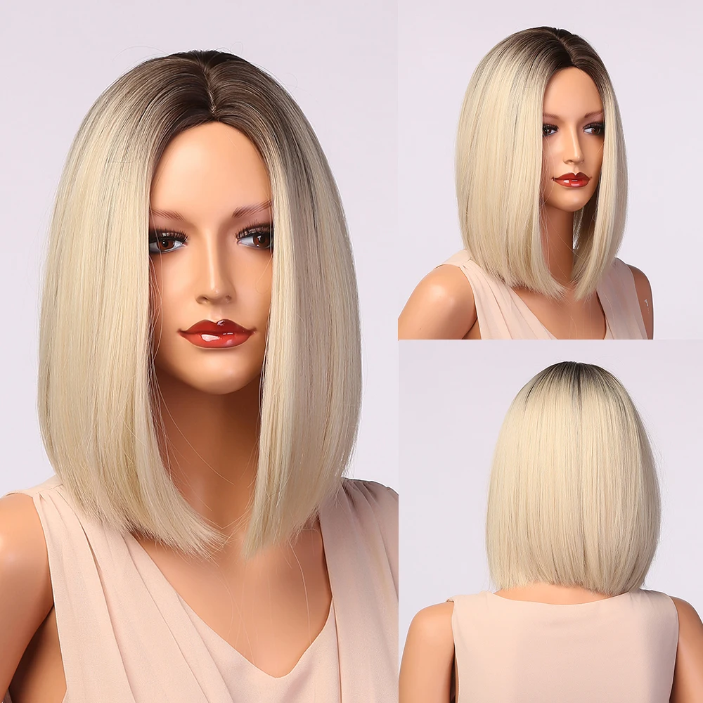 Discount Bob Wigs Light-Blonde Short Afro Synthetic-Hair Middle-Part Cosplay Natural Women Heat-Resistant 531y0YjOpzV