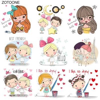 

ZOTOONE Iron on Lovely Boy Girl Patch Heart Letter Stickers Patches for Clothing T-shirt Heat Transfer Diy Accessory Appliques G