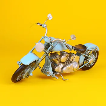 

27X11X15cm Tinplate Vintage Motorbike Model Nostalgic Retro Decoration Tinplate Color Motorcycle Motor Model Toys for Children