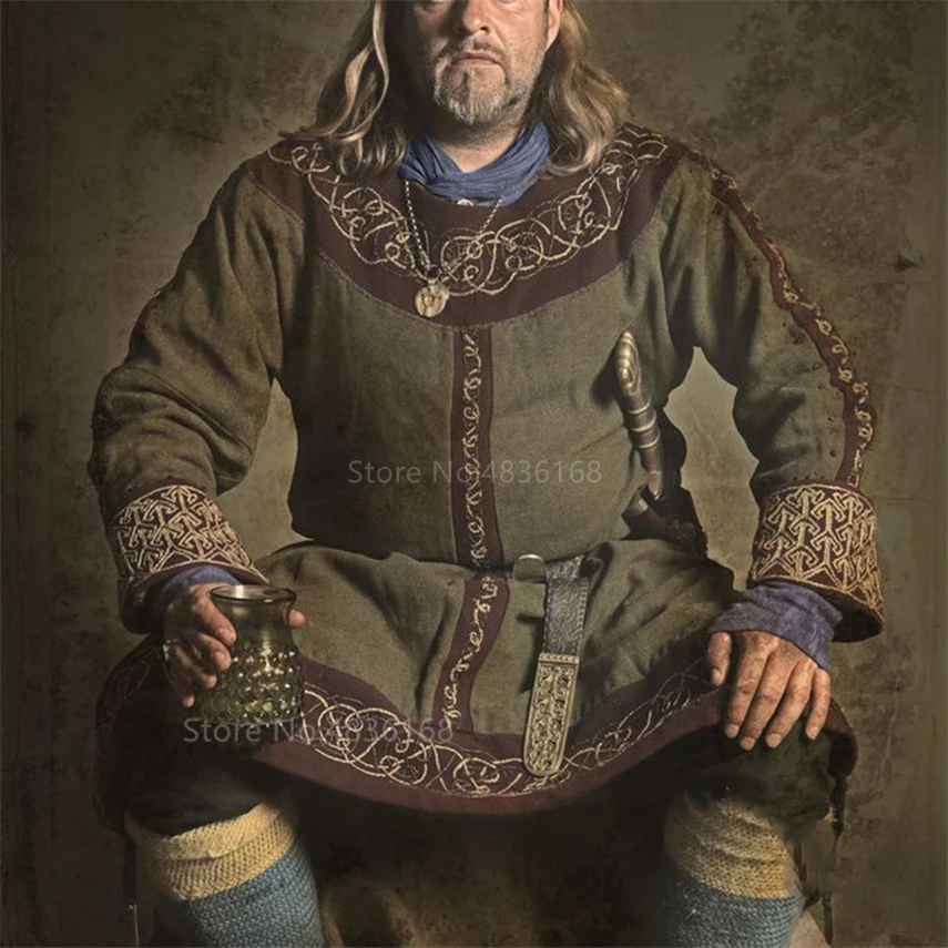 Рыцарь средневековый костюм мужчины воин костюм Виктории Туника навигатор Викинг пират плюс Косплей Хэллоуин Арчер карнавальные Вечерние