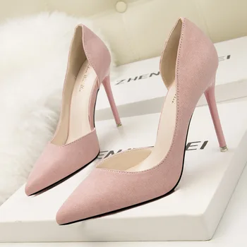 

women fashion summer sexy high heels suede leather pointed toe heels women pumps