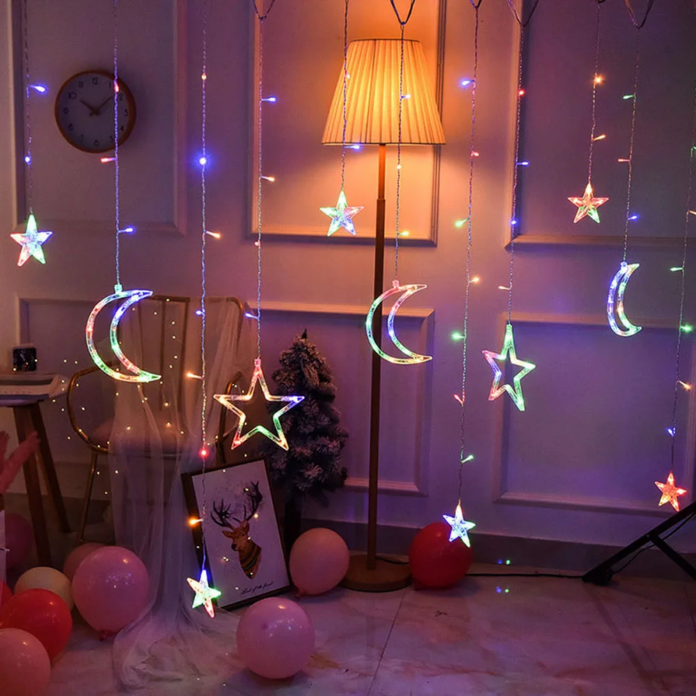 

Led Curtain Lights Moon Star String Light belt memory function EU/USB Fairy Lights Home Wedding Christmas Party Decoration