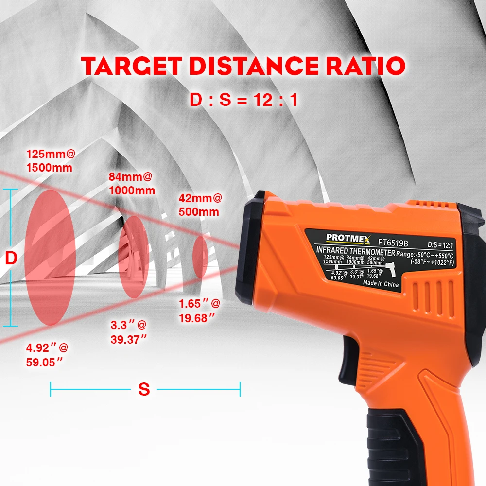 Бесконтактный инфракрасный термометр-50 до 550 C лазерный температурный пистолет с сигнальным индикатором задний светильник цветной экран D: S = 12:1