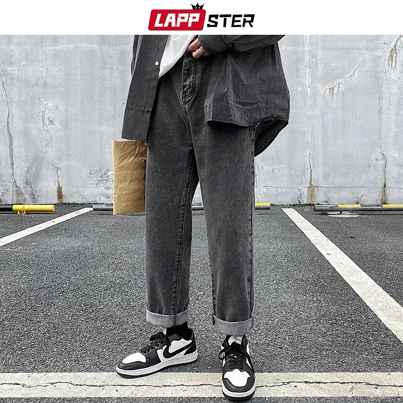 Denim Pants Baggy Jeans Oversized Streetwear Grey LAPPSTER Vintage High-Waisted Mens