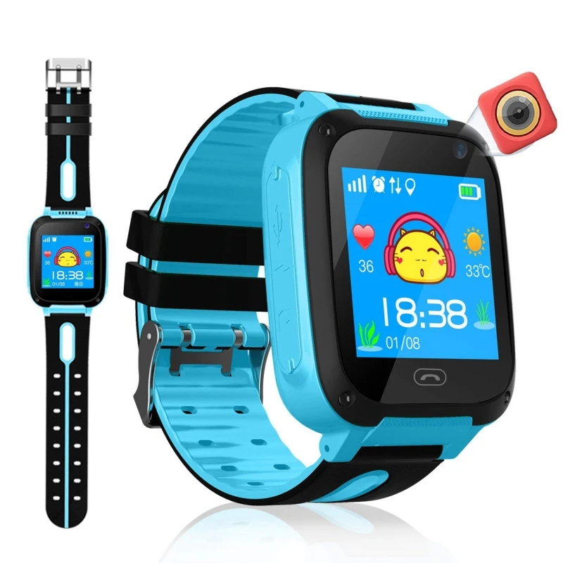  Micro Sim-karte Anruf GPS Tracker Kind Kamera Anti-verloren Position Alarm Smart Uhr 144 zoll Smart