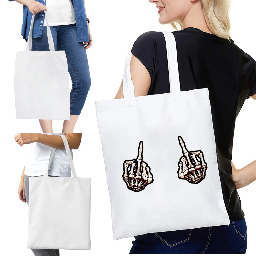 

Women's Shopper Shopping Bags Female Eco Canvas Tote Shoulder Eco Handbag Reusable Grocery Foldable Bag
