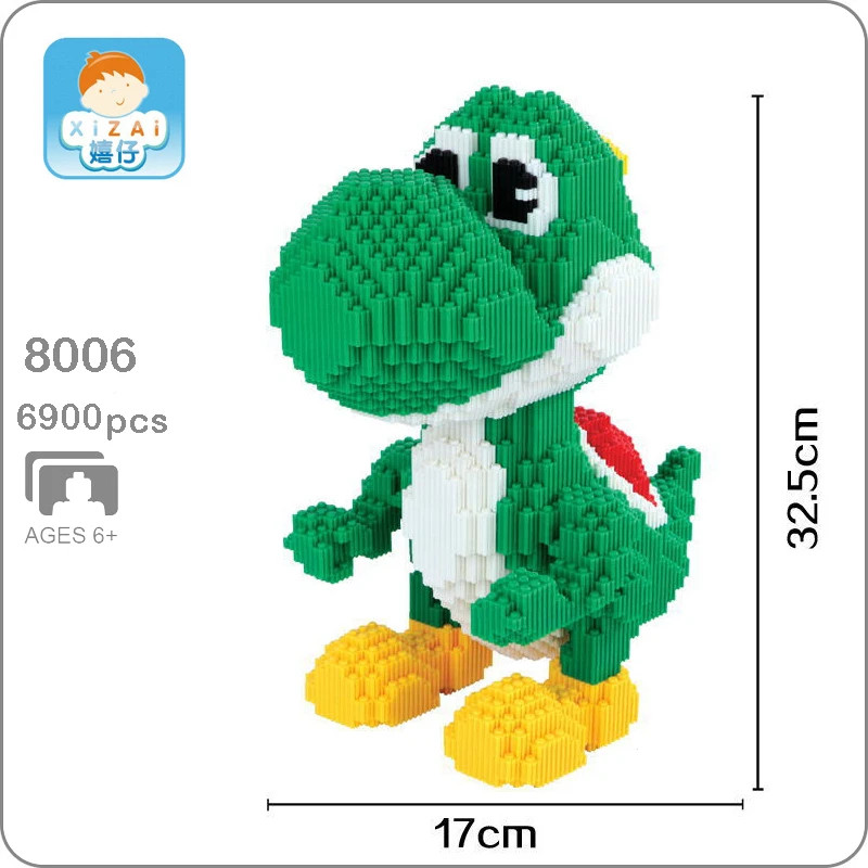 

Xizai 8006 Video Game Super Mario Yoshi Big Monster 3D Model DIY Micro Mini Building Blocks Bricks Assembly Toy 33cm tall no Box
