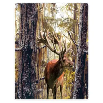 

HommomH blanket throw comfortable warm soft plush throw sofa forest deer pattern