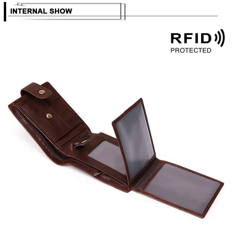 RFID мужской кошелек, Ретро стиль, натуральная кожа, деловой клатч, Сумка с несколькими картами, кредитный держатель для карт, короткий, двойной, мужской кошелек для монет