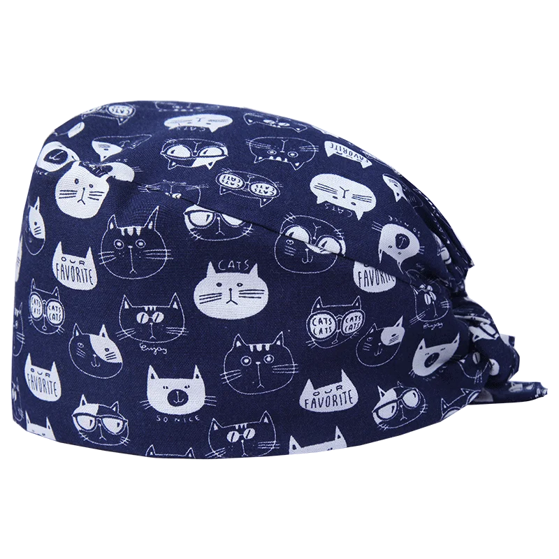 Sky Stars Surgical Caps Nurse Scrub Hat Cotton Tieback with Sweatband Hospital OR Veterinary Surgeon Work Skull Hats - Цвет: Surgical Cap 5