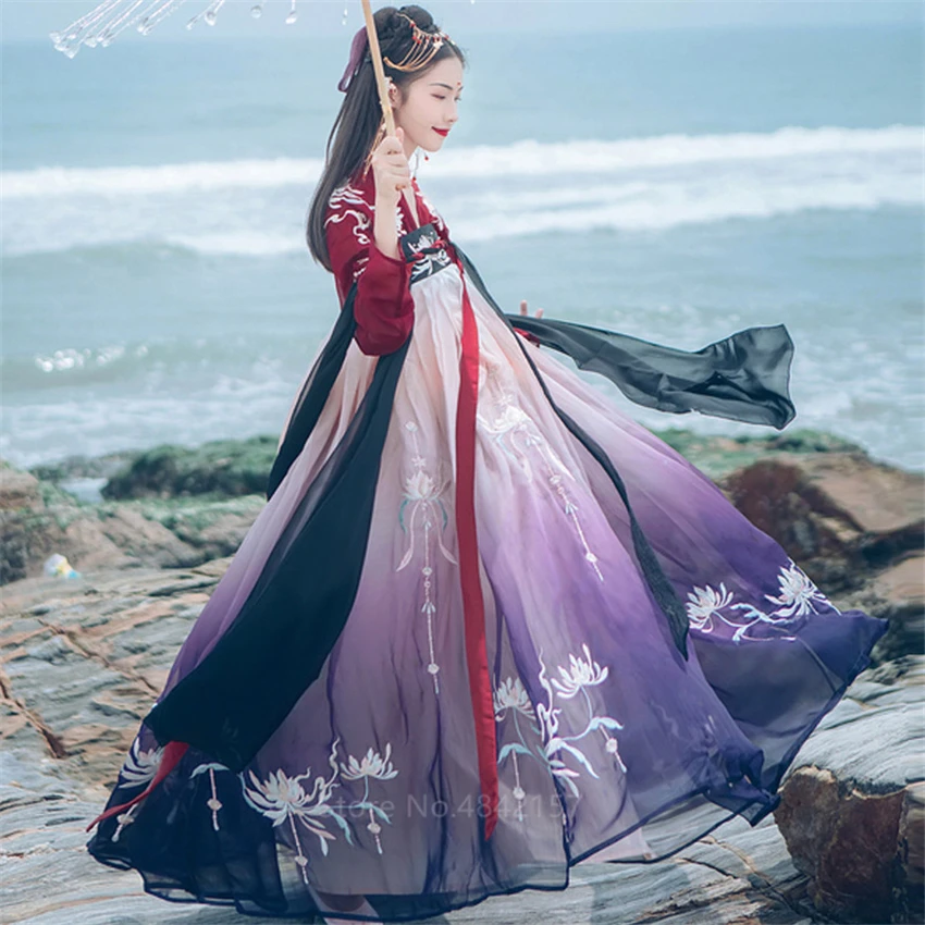 Hanfu женское сказочное платье в традиционном китайском стиле, одежда, женский новогодний карнавальный наряд, костюм танга, костюм для выступлений, народные танцевальные костюмы