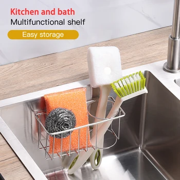 

Kitchen Sink Multifunction Storage Rack Stainless Steel Wall Mounted Hanging Sink Drain Basket Sponge Soap Sundries Holder Rack