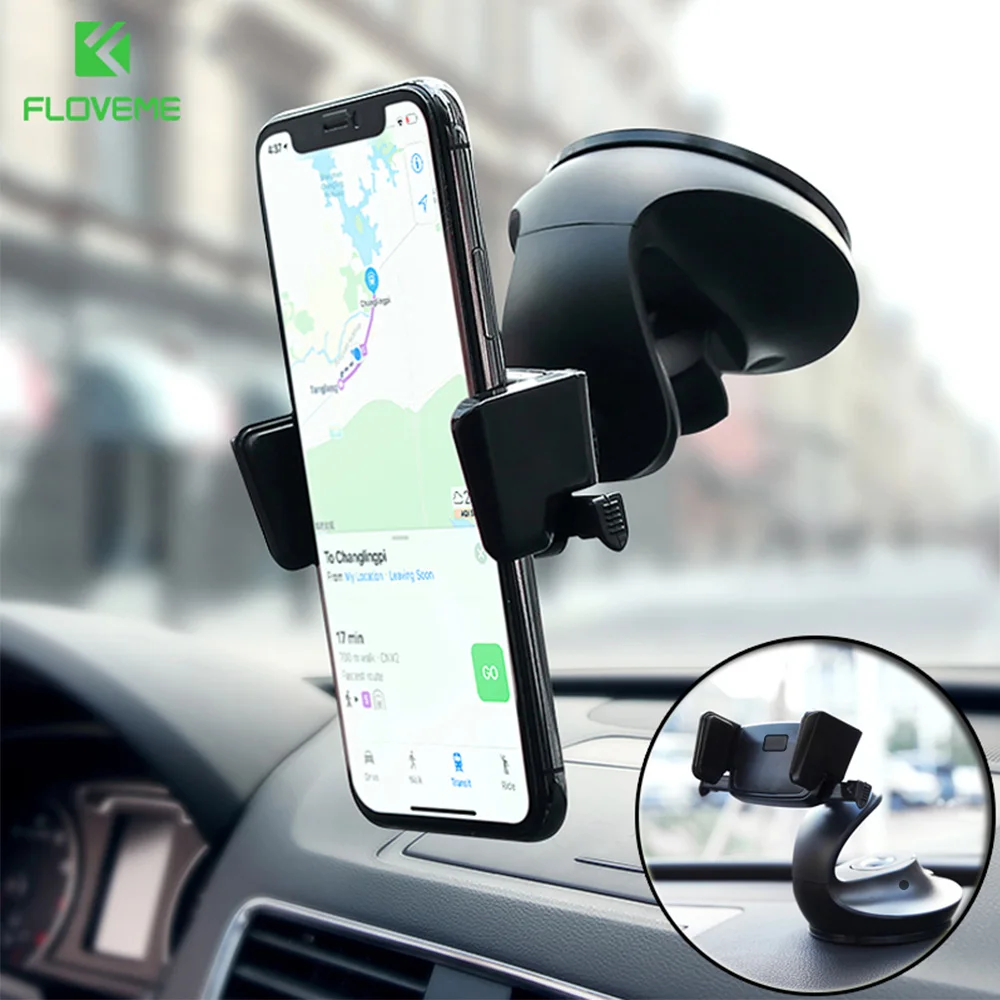 FLOVEME Car Phone Holder Dashboard Windshield Auto Lock Desk Holders