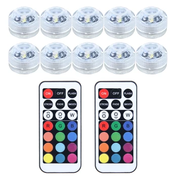 

10pcs New Remote Control Waterproof RGB Submersible LED Candle Light Table Fish Pond Lamp Infrared Remote Control