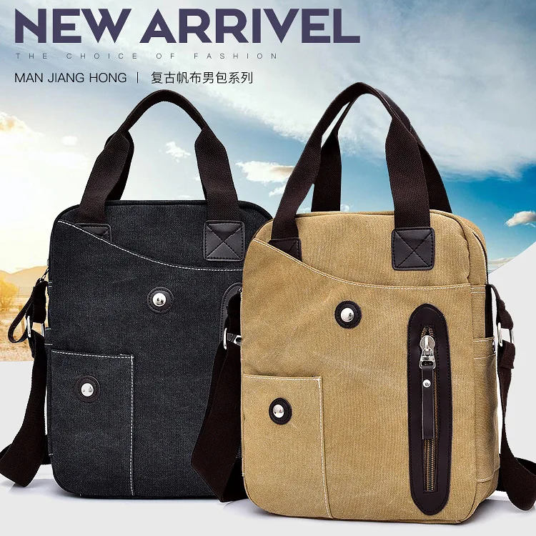 

MANJIANGHONG Genuine Product Retro Trend Men Casual Canvas Bag Shoulder-Hand Large Bag 1104 #