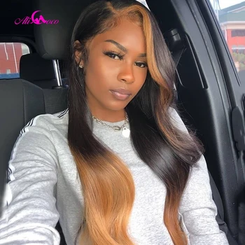 

Ali Coco 13x4 #4/27 Highlight Colored Human Hair Wigs Pre Plucked Ombre Remy Lace Front Human Hair Wigs Body Wave Frontal Wig