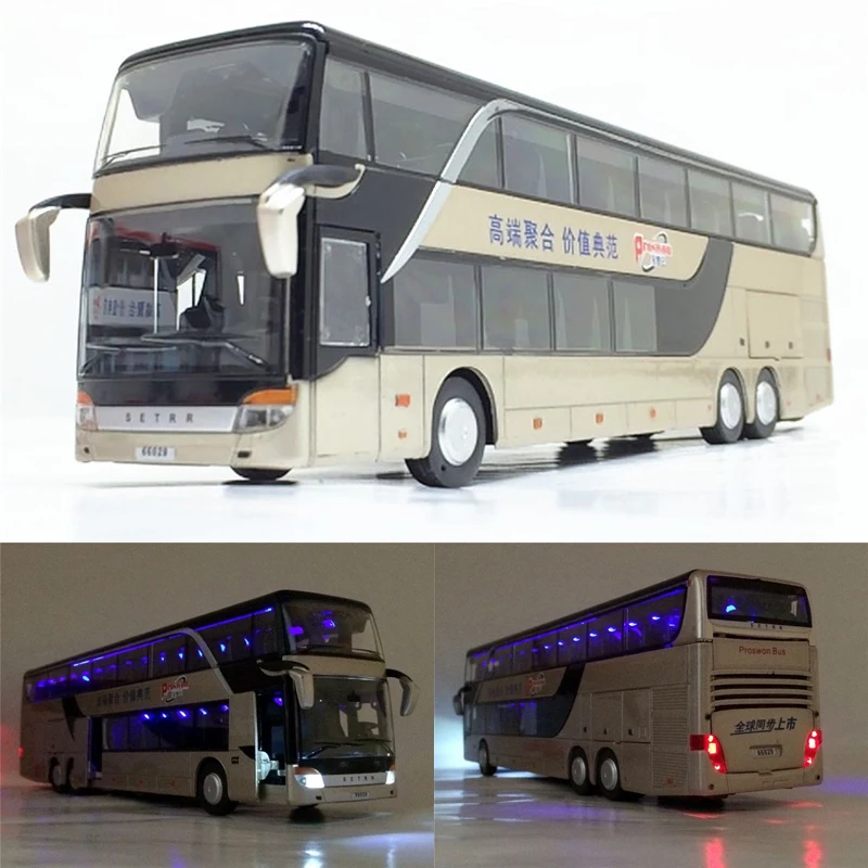 Высокое качество, модель автобуса из 1:32 сплава, высокая имитация, двойной экскурсионный автобус, игрушечный автомобиль