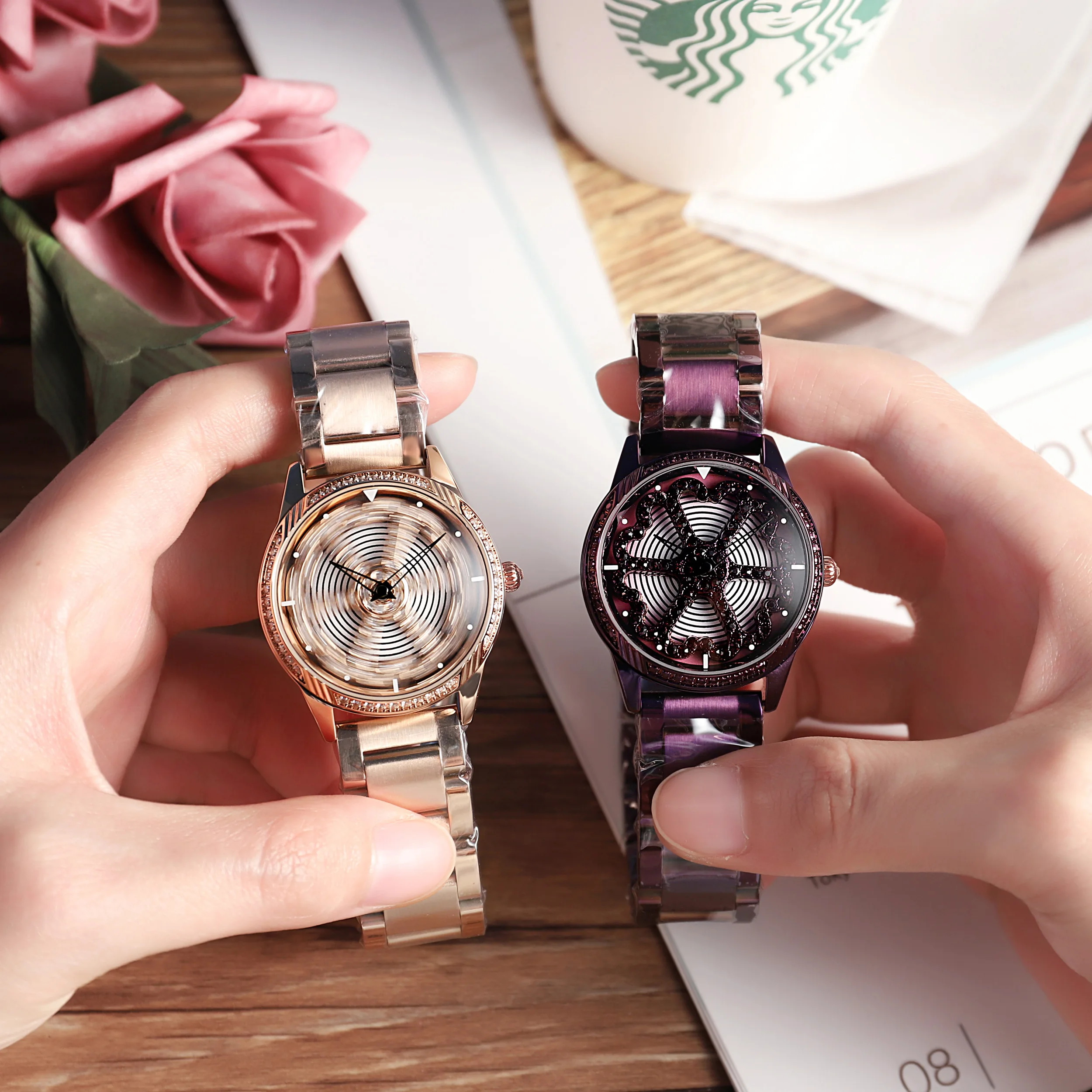 

Mobangtuo Women's Leisure Fashion Watch Exquisite Diamond Inlaid Watch Stainless Steel Quartz Women's Watch
