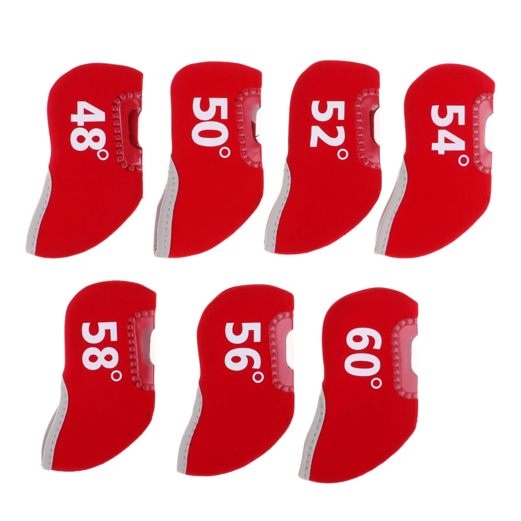 Pack 7 Sports Golf Club Iron Putter Headcover Head Cover Protector Set Accessories - Different Degrees - Durable & Portable