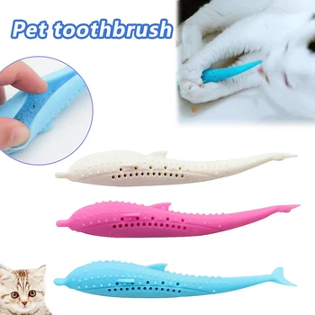 

Cat Fish Shape Toothbrush Pet Eco-Friendly Molar Stick Teeth Clean Toy Interactive Cat Dental Toy Soft Silicone Mint Chew Toy 3
