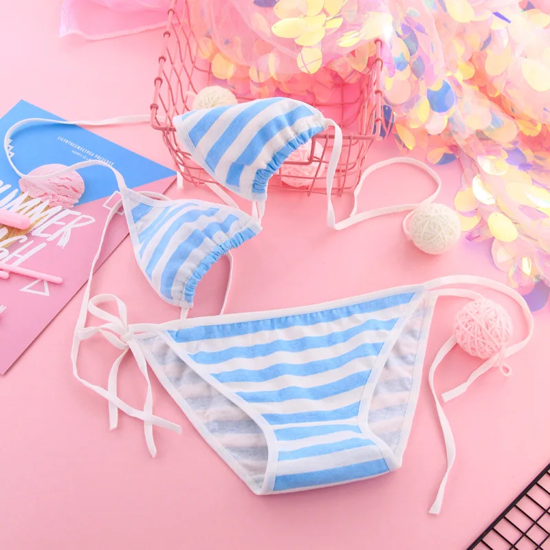 Cosplay&ware Japan Sexy Lingerie Lolita Kawaii Blue Pink White Striped Mini Bikini Adult Cosplay Erotic Costumes Bra Women Underwear 3pcs Set -Zentai shop online Hf204b6b8f3aa41b8bfbc89fa36a09562B.jpg