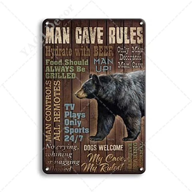 Man Cave Signs Vintage Metal Sign Plaque Metal Vintage Retro Tin Sign Wall Decor for Bar Pub Club Garage Iron Painting 60076