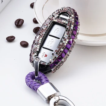 

Crystal Diamond Car Key Cover Case Shell Protection For Nissan Qashqai J10 J11 X-Trail t31 t32 juke Note Auto Keychain Covers