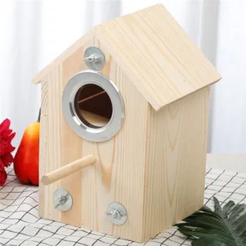 

Wood Bird House Nest Bird Parrot Breeding Decorative Cages Pet Accessories Birds Breeding Box Home Balcony Decoration