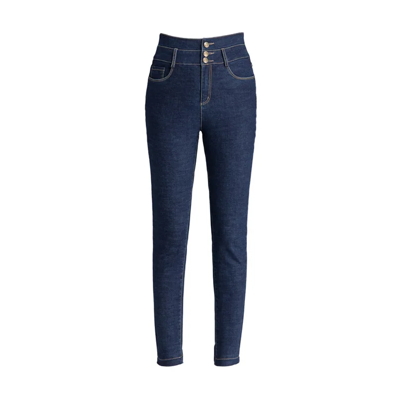 Duck Down Padded Jeans Woman High Waist 