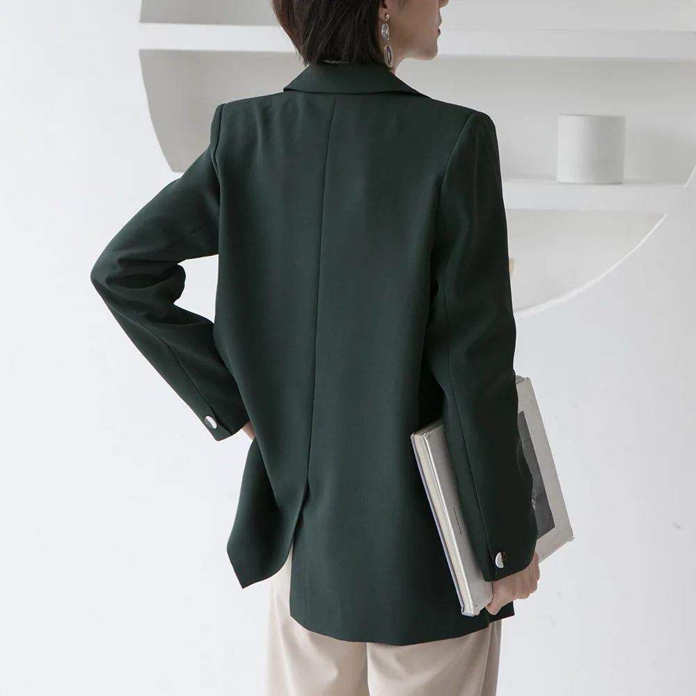 

2019 Korean-style Autumn & Winter New Style Simple Hong Kong Flavor Solid Color One-Button Mid-length Long Sleeve Casual Suit Wo