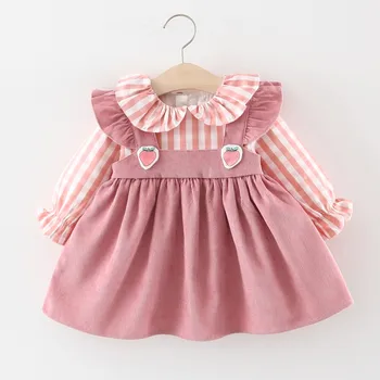 

Baby girl dress Toddler Baby Kids Girls Ruffles Plaid Strawberry Patchwork Casual Dress Clothes vestido infantil