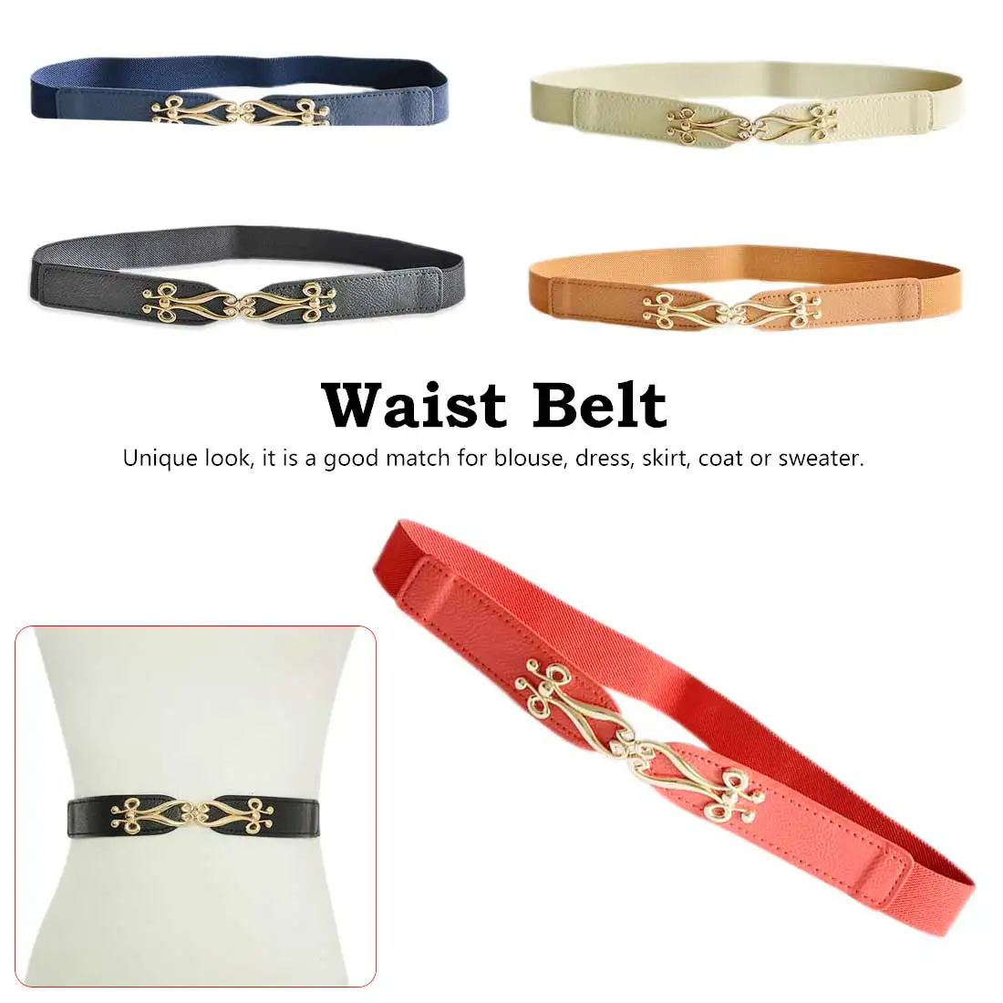 

High elasticity PU Leather Elastic Wide Belt for Women Stretch Thick Waist Belt for Dress Fashion Stretch women belts