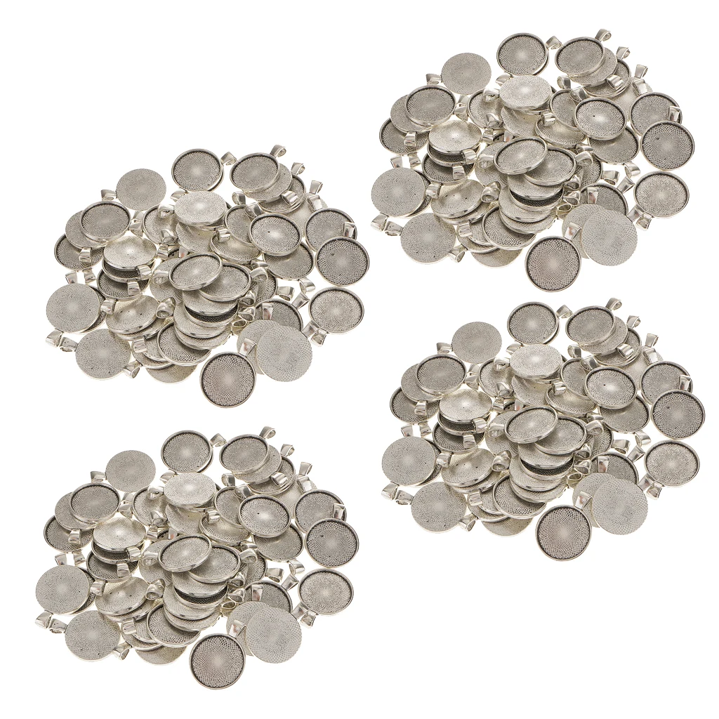 200pcs 25mm Round Pendant Blanks Cameo Bezel Settings Photo Jewelry for DIY Jewelry Making