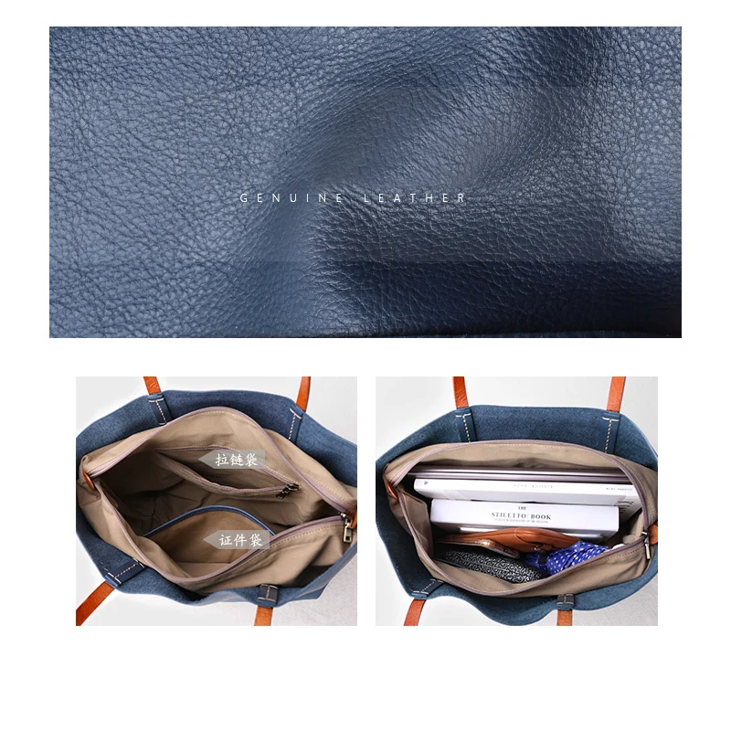 Luxury Genuine Leather Women Totes Bag Large Capacity Lady Handbag