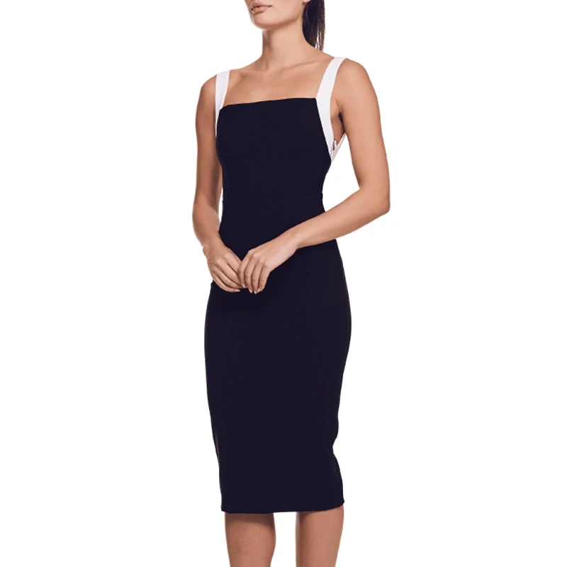 Gosexy, летнее Новое Женское Клубное платье, сексуальное модное однотонное платье без рукавов с открытой спиной, без бретелек, с бантом, с вырезами, Женское Платье До Колена