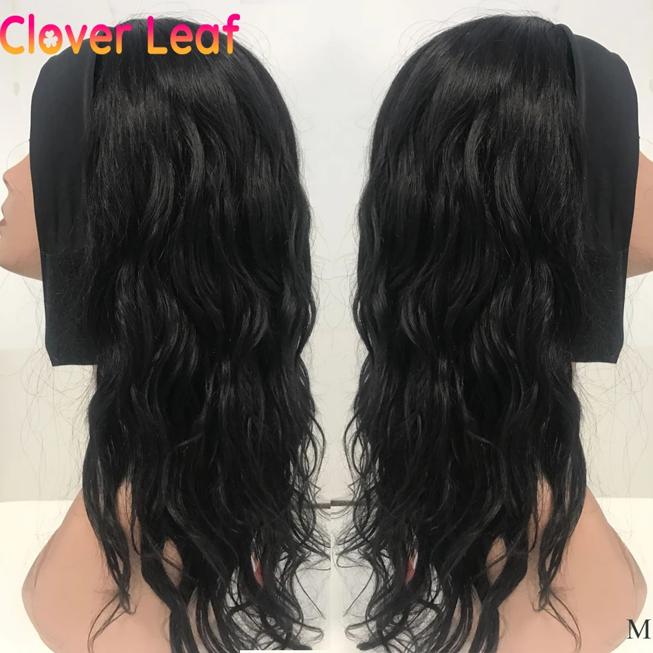 

Clover Leaf Ntural Wave Headband Wig 150% Remy Brazilian Head Band Wigs Human Hair Full Machine Made Headband Scarf Wig