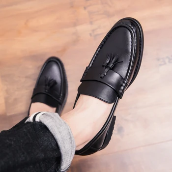 

NEWEST Pointed Toe business Dress Shoes Men Loafers Leather Oxford Shoes for Men Formal Mariage slip on Wedding party Shoes