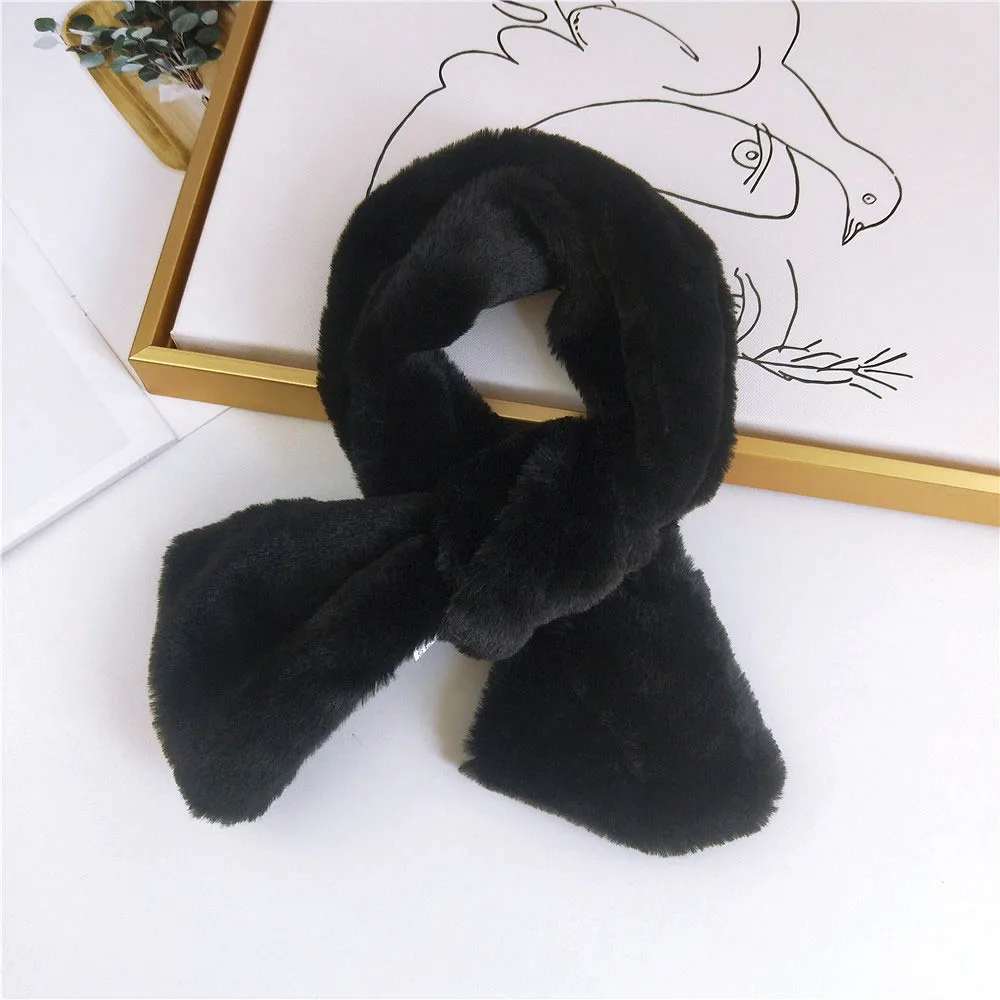 New Winter Thick Solid Color Black White Pink Faux Rabbit Fur Scarf Foulard Femme Womens Fau Fur Scarves and Neck Warmers